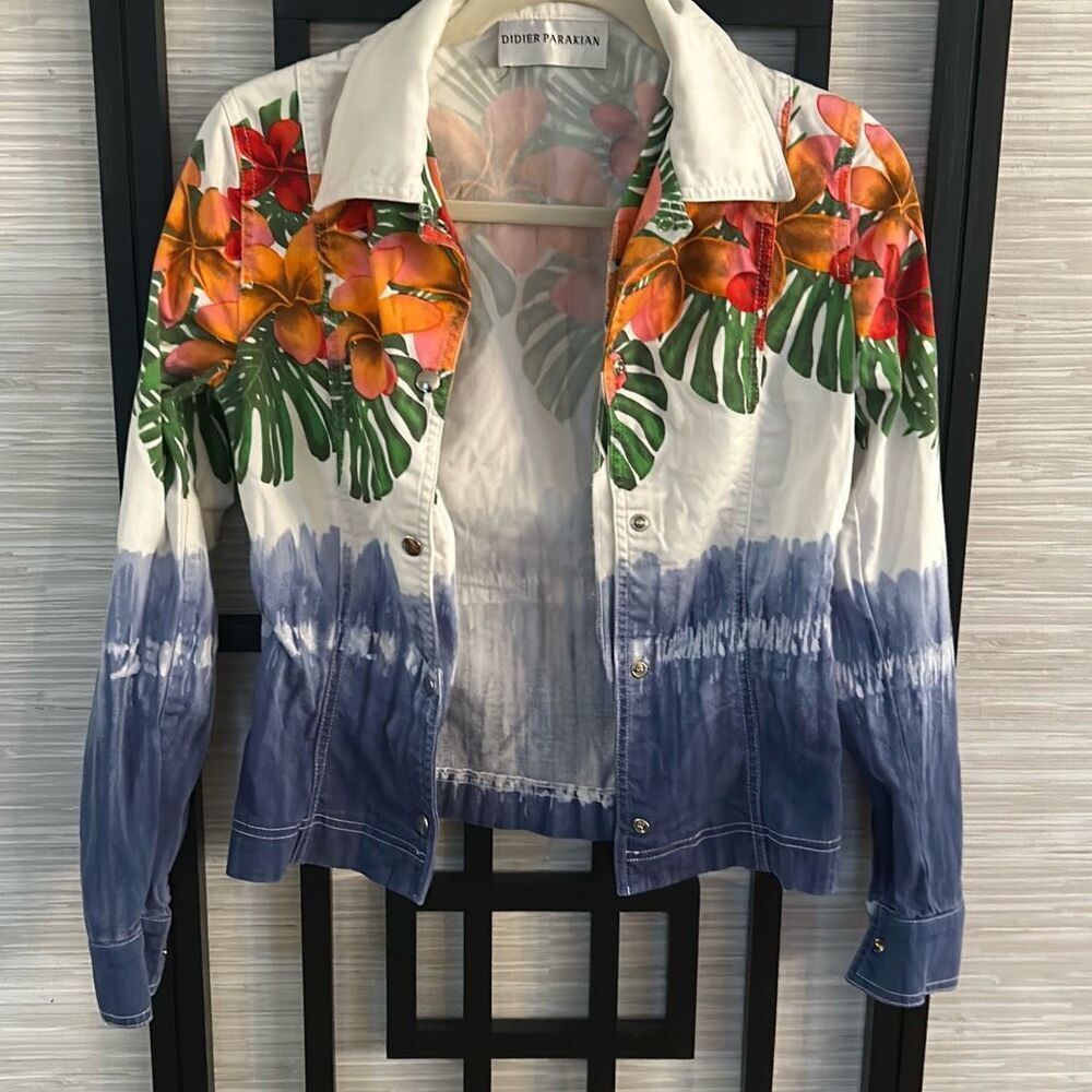 Didier Parakian floral tie-dye denim lightweight jacket extra small